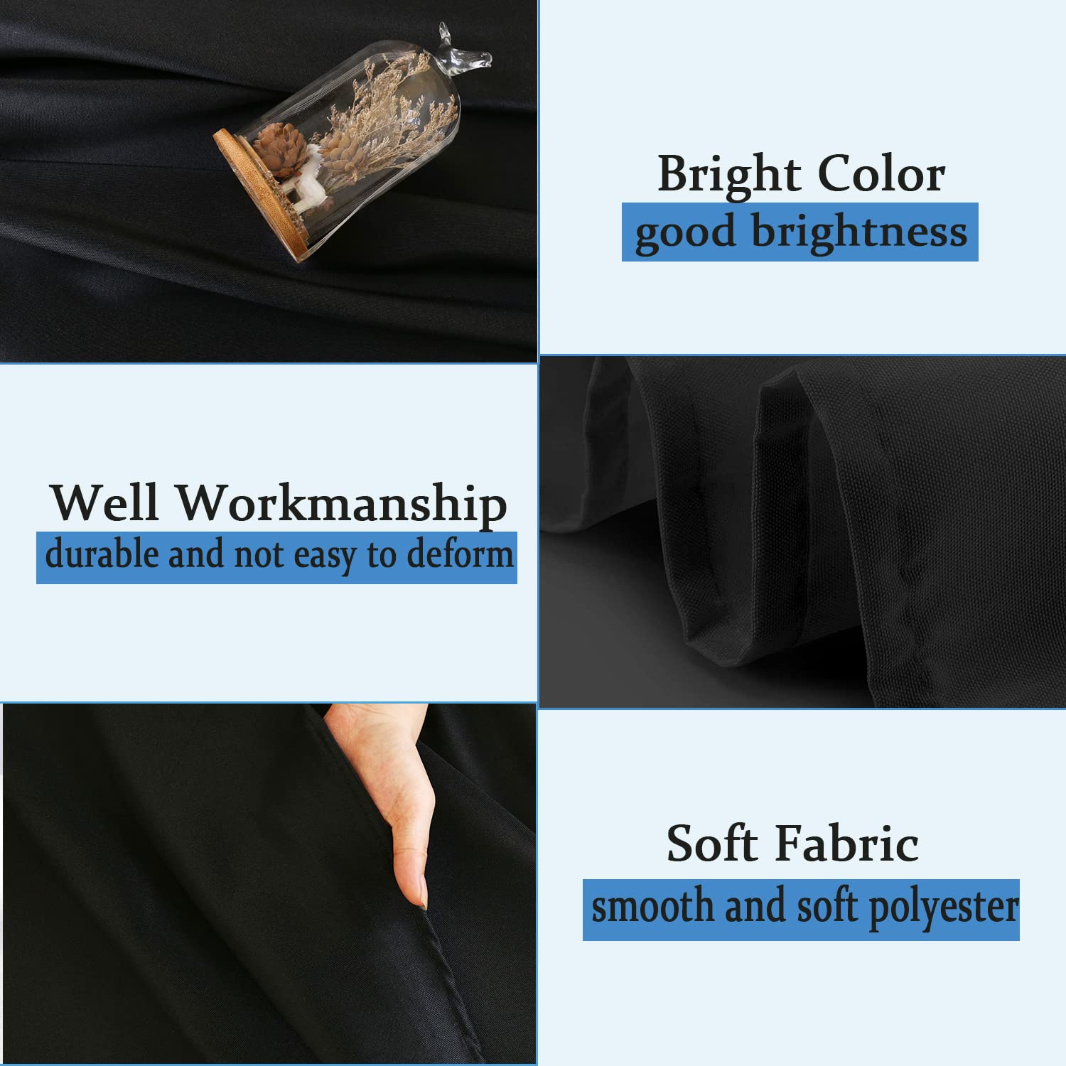 Balsacircle Trlyc Polyester Tablecloth - 72X72 Black Square Tablecloth Overlay 100% Polyester Wedding Table Linen